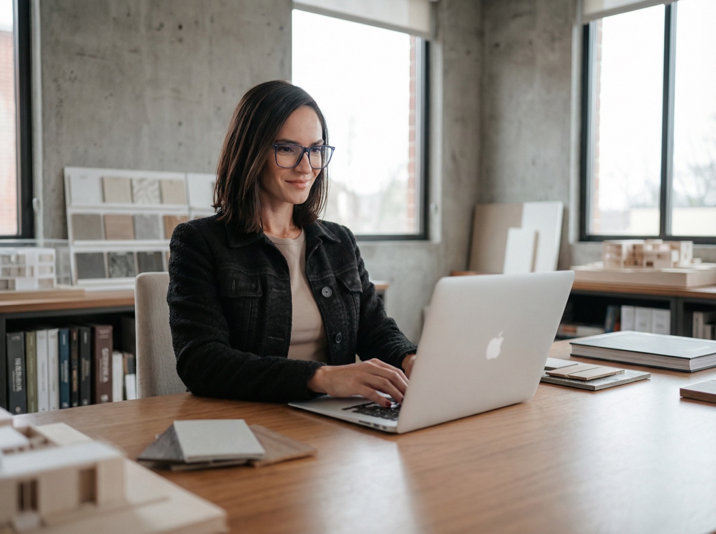 Tay, founder of Tay Design Co., working at her studio